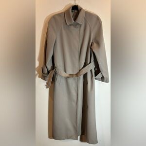 AQUASCUTUM SZ 6 UK Wool Raglan Sleeve Back Slit Belt  Trench Coat with Pockets